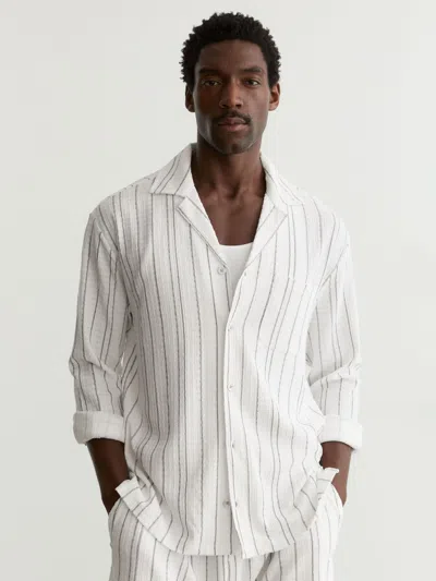 Reiss Ford Long Sleeve Textured Stripe Shirt In White