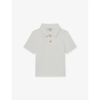 Reiss Kids' White Forno Short-sleeved Stretch-woven Polo Shirt 9-13