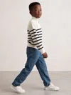 Reiss White 9-13 Yrs Cotton-blend Stripe Half-zip Jumper In Multi