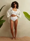 Reiss White High Rise Bikini Bottoms In White
