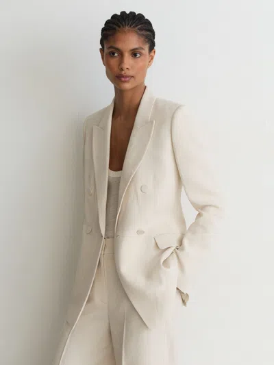 Reiss White Jacquard Double-breasted Suit Blazer
