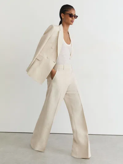 Reiss White Jacquard Wide-leg Suit Trousers