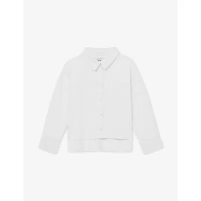 Reiss Kids' White Kiari Button-down Long-sleeve Cotton Shirt 9-13