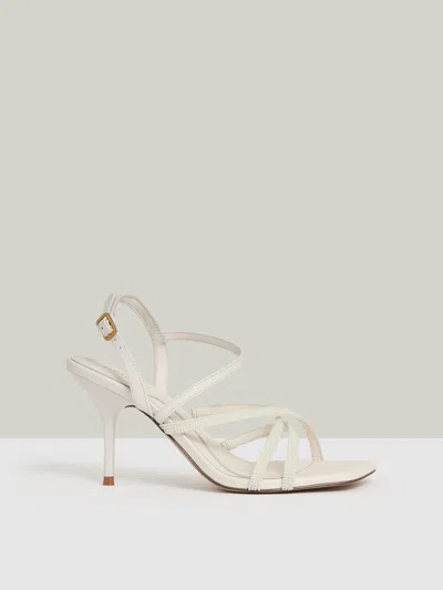 Reiss White Leather Beaded-strap Stiletto Sandals