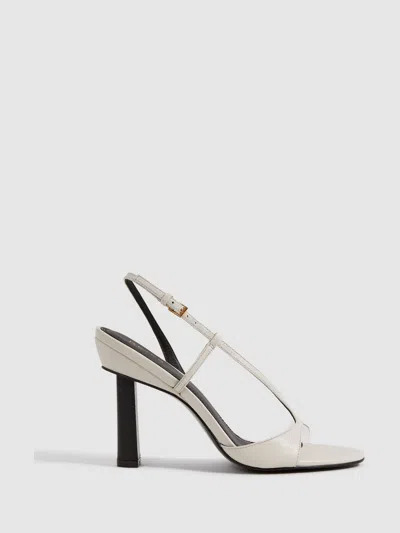 Reiss White Leather Clear Strap Block Heels