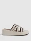 Reiss Womens White Naya Cross-strap Leather Platform Sandals In Neutral