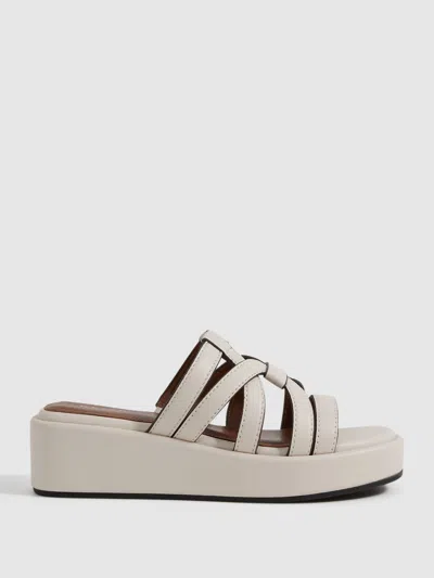Reiss White Leather Strappy Platform Sandals
