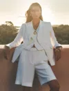 Reiss White Linen-blend Bermuda Shorts