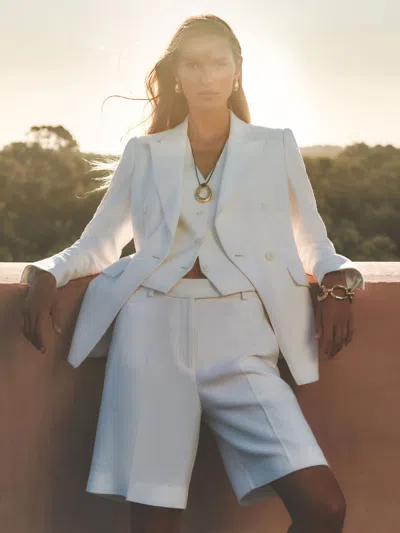 Reiss White Linen-blend Bermuda Shorts