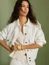 Reiss Womens Isla Pointed-collar Linen-blend Jacket White In White