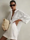 Reiss White Linen Garment Dyed Shorts In White