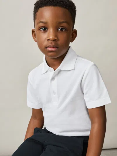 Reiss White 9-13 Yrs 2 Pack Cotton Piqué Polo Shirts