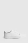 Reiss White Grained Leather Trainers In White