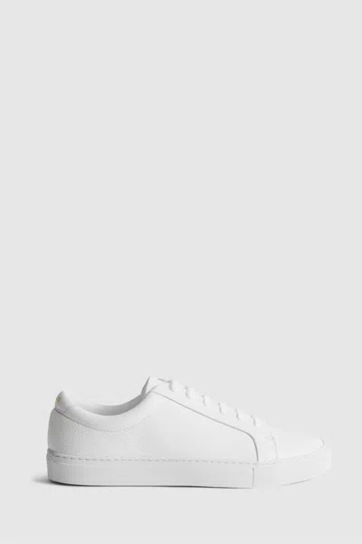 Reiss White Grained Leather Trainers