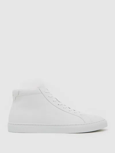 Reiss White Luca High Tumbled-leather High-top Trainers