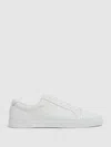 Reiss White Luca Tumbled-leather Low-top Trainers In White