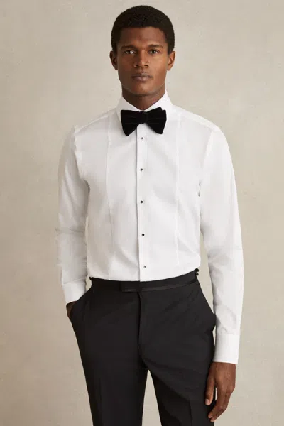 Reiss White Marcel Regular Fit Slim Fit Cotton Marcella Tuxedo Shirt