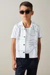 Reiss White Cotton Jersey Embroidered Shirt