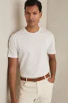 Reiss White Mercerised-cotton Ribbed T-shirt