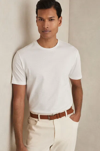 Reiss White Mercerised-cotton Ribbed T-shirt