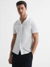 Reiss White Mercerised Jersey Cuban Collar Shirt