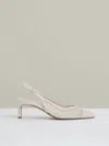 Reiss Sirena Pointed Toe Kitten Heel Slingback Pump In White