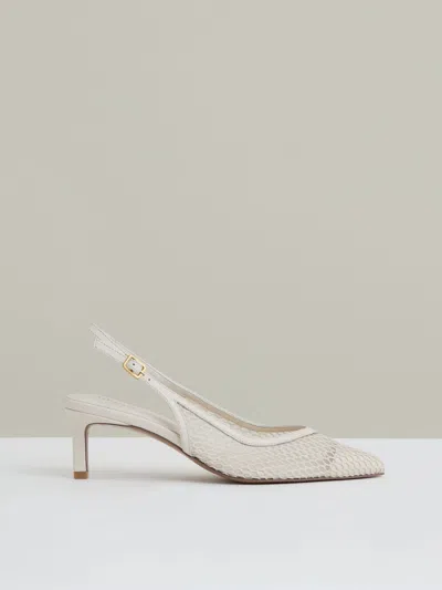 Reiss White Mesh Slingback Heels