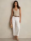 Reiss White Straight Leg Turn Up Jeans