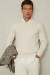 Reiss White Minsk Cabled Jumper With Wool And Alpaca