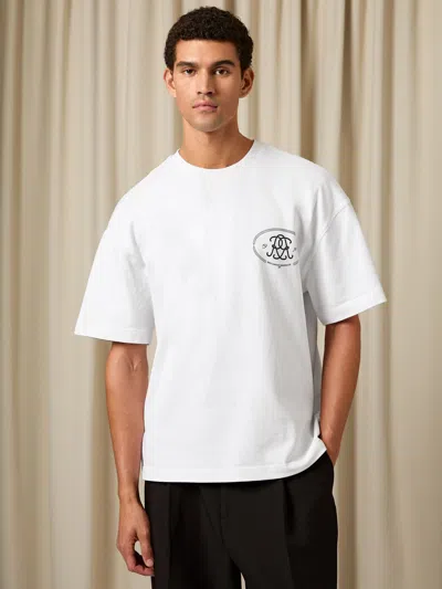 Reiss White Monogram Print Cotton Oversized T-shirt