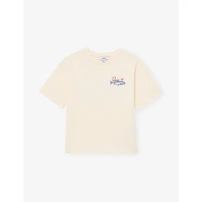 Reiss Kids' White Morgan Fish-print Cotton-jersey T-shirt 9-13 In Neutral