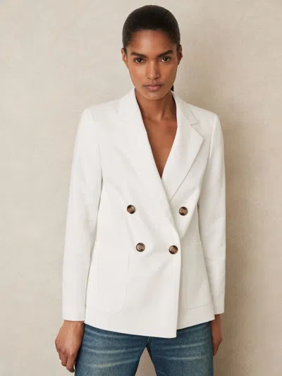 Reiss White Oe Double-breasted Notch-lapel Blazer
