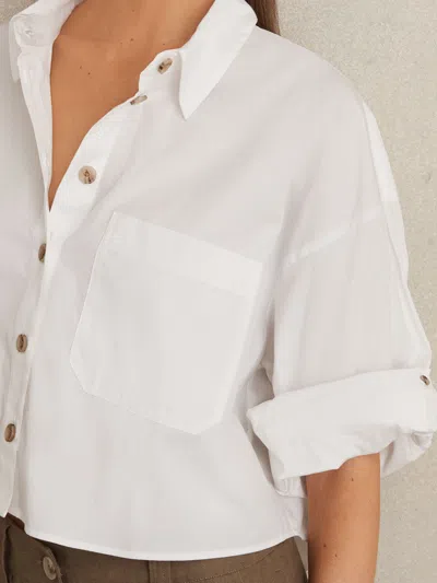 Reiss White Oversize Cotton Cropped Shirt