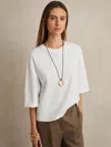 Reiss White Oversized Cotton Crew Neck T-shirt