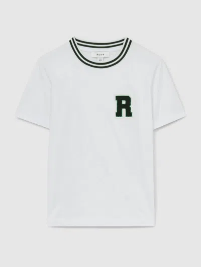Reiss White 13-14 Yrs Cotton Letter-patch T-shirt