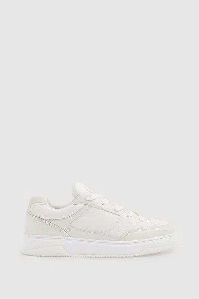 Reiss White Panelled Leather Trainers