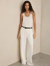 Reiss White Petite Crepe Wide-leg Tailored Trousers