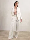 Reiss White Petite Double-breasted Twill Suit Blazer With Wool