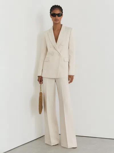 Reiss White Petite Jacquard Double-breasted Suit Blazer