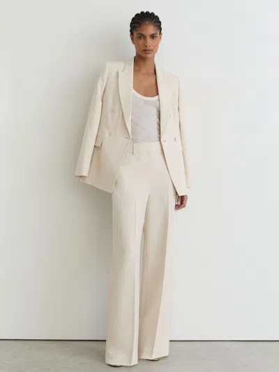 Reiss White Petite Jacquard Wide-leg Suit Trousers