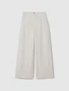 Reiss White Petite Linen Wide Leg Garment Dyed Trousers