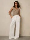 Reiss Petite Ashby Wide Leg Linen Trousers In White