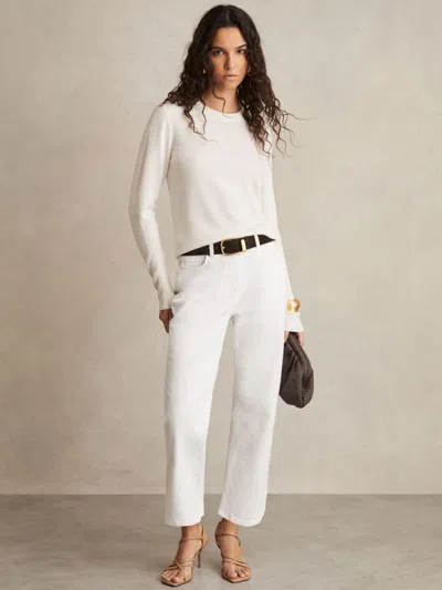 Reiss White Petite Mid Rise Straight Leg Jeans