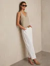 Reiss White Petite Straight Leg Turn Up Jeans