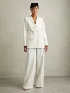 Reiss White Petite Wool Blend Double Breasted Tux Blazer