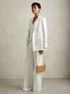 Reiss White Petite Wool Blend Wide Leg Tux Trousers In White