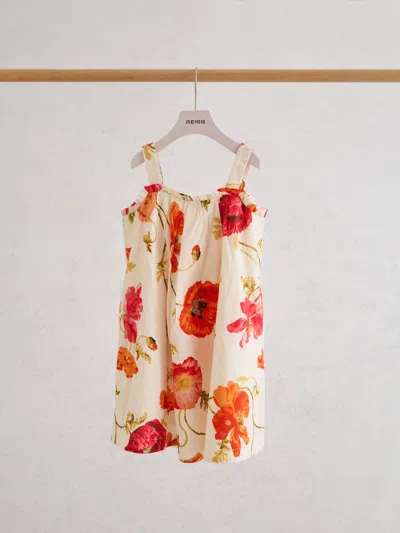 Reiss White Print Solar 13-14 Yrs Cotton Floral-print Swing Dress In Multi