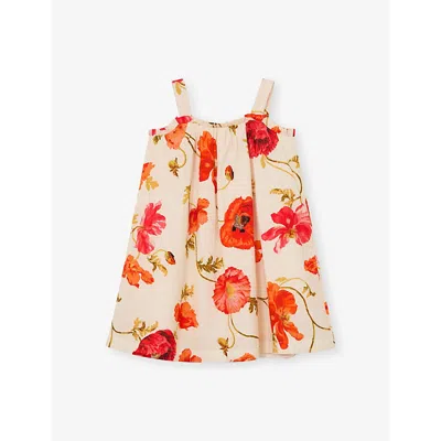 Reiss Kids' White Print Solar Floral-print Cotton Dress 3-9 In Multi