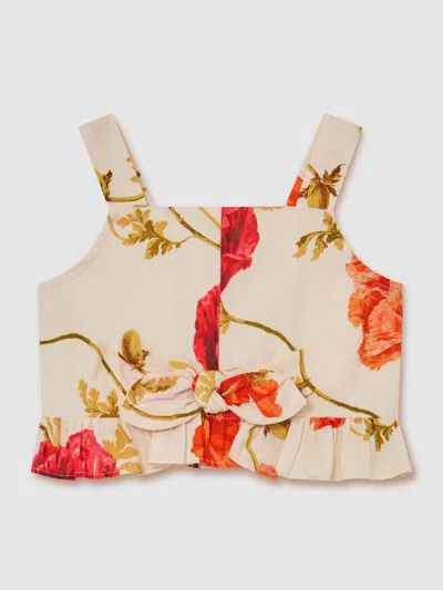 Reiss Kids'  White Print Violeta 13-14 Yrs Cotton Printed Crop Top