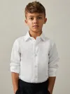 Reiss White Remote 4-9 Yrs Slim-fit Cotton Shirt